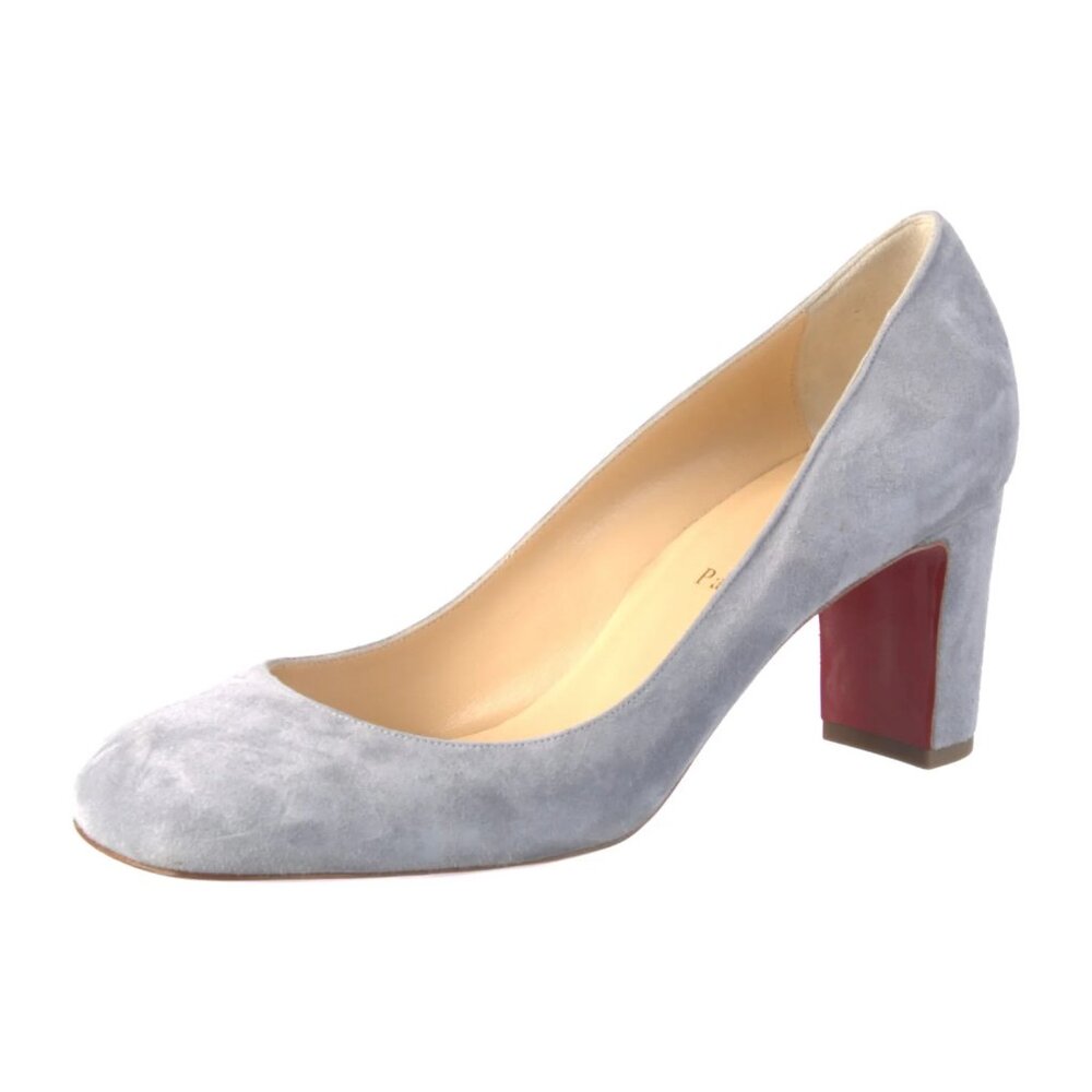 Christian Louboutin 70mm Cadrilla Suede Block Heel Pumps New, 39.5